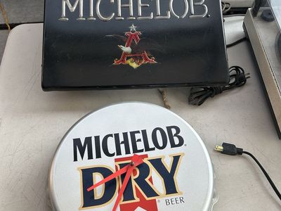 2 Vintage Michelob Beer Signs Neo-Neon Wall Light Bar Lighted Anheuser Busch, Great for a Mancave, Bar or Shop