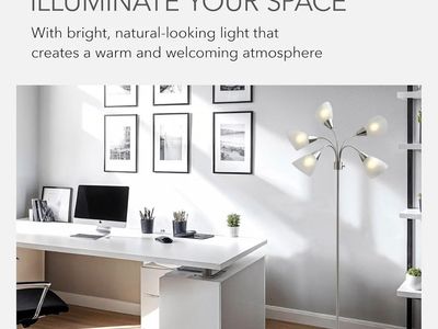 Adesso 7205-22 5-Light Floor Lamp Brushed Steel Modern Gooseneck 67 in