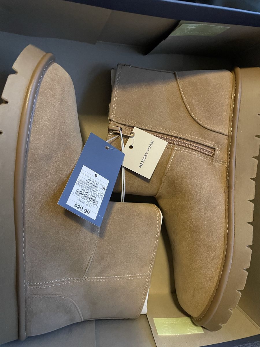 New! Womens Popular Tan Zip Ankle Boots Size 9