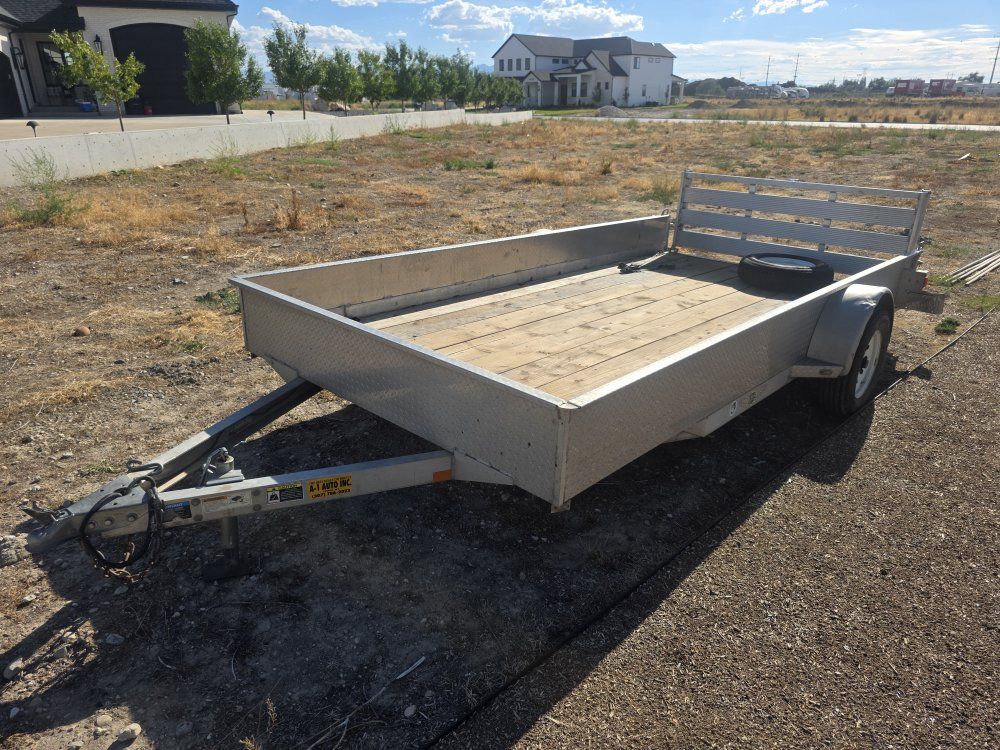 H&H Utility ATV Trailer Aluminum Wood Deck and Ramp Gate 14 Foot 