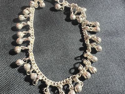 Silver-Tone Bell Charm Bracelet Anklet - Dangling Jingle Bells, Adjustable Chain