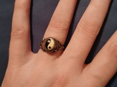 Yin Yang Symbol Oval Ring