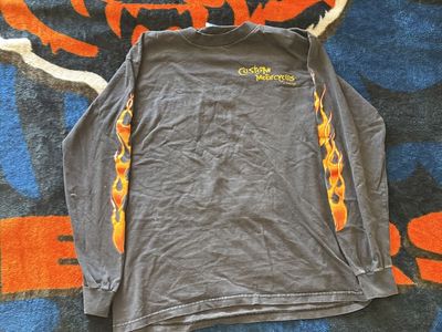 Custom Motorcycles Chopper Dallas Flame Black Long Sleeve T-Shirt - Men's Cotton - Adult Medium