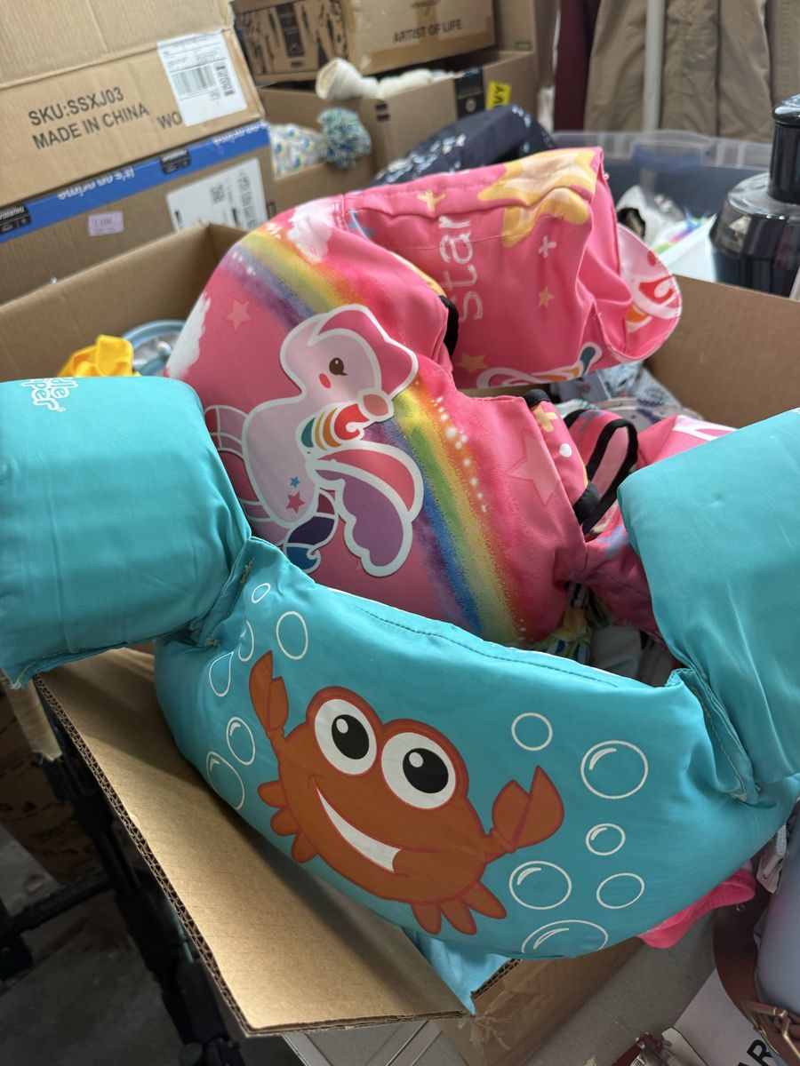 Girls' Swim Bundle - Arm Floaties (Crab & Unicorn), Various Swimsuits - Mixed Sizes/Styles