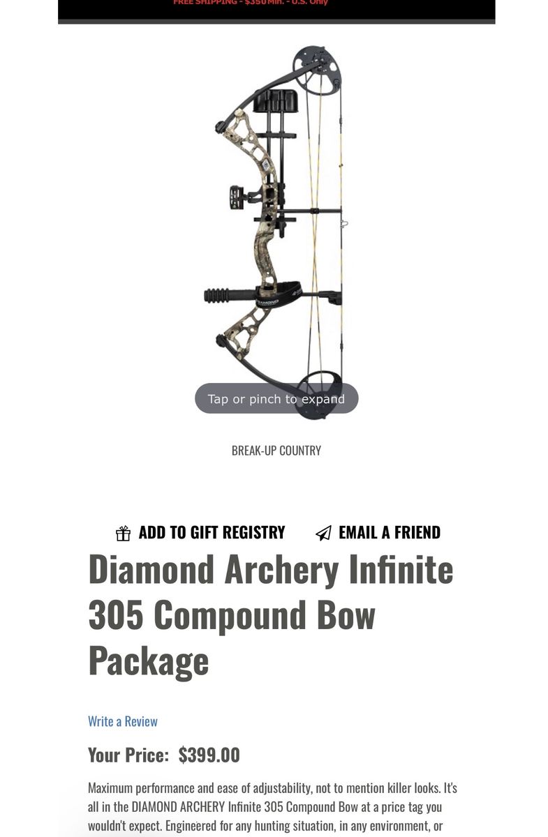 Left handed Diamond Archery Infinite 305 Compound Bow 