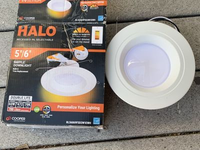 Halo RL56069FSD2WEWH 5/6" Baffle Dimmable LED Recessed Downlight - 700 Lumens, 60W Equiv.
