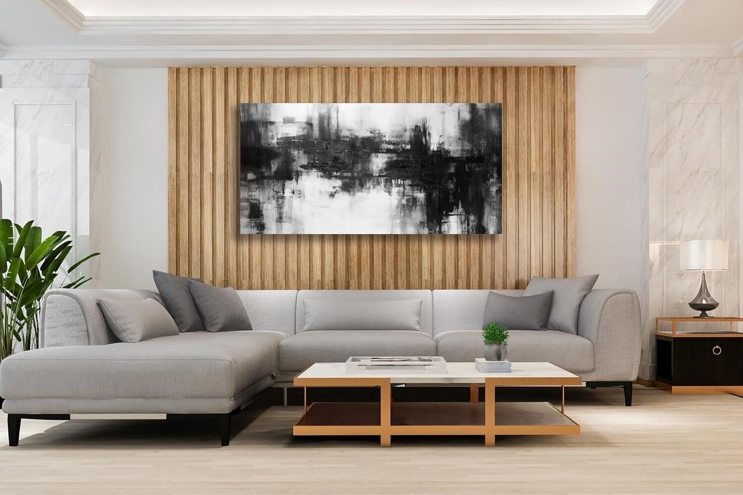 NIB Black Abstract Wall Art Decor 29x58in.