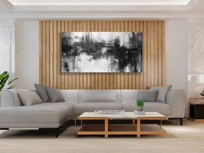 NIB Black Abstract Wall Art Decor 29x58in.