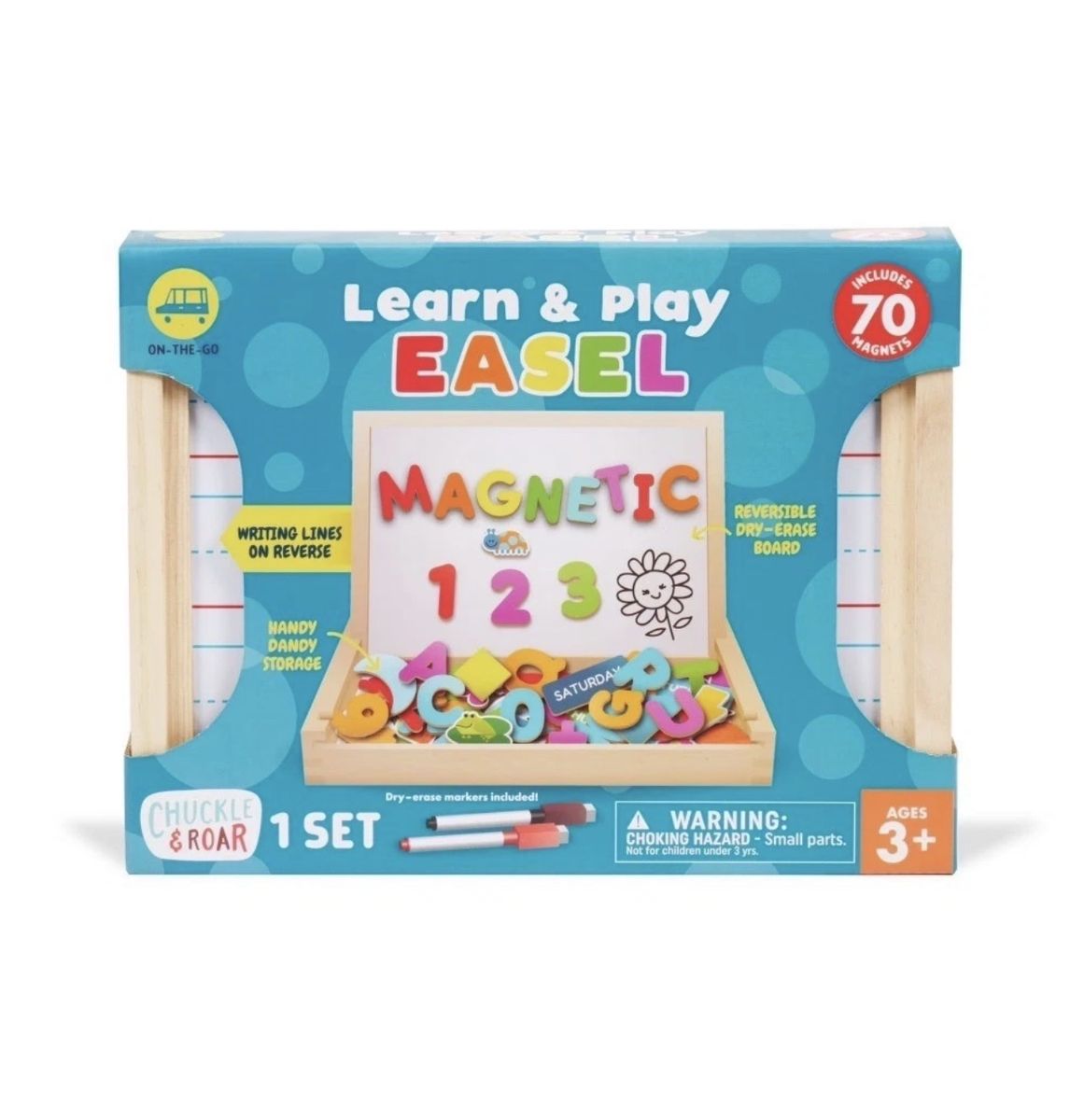 Chuckle & Roar Learn & Play Magnetic Easel Set, 70-Piece Magnets, Ages 3+