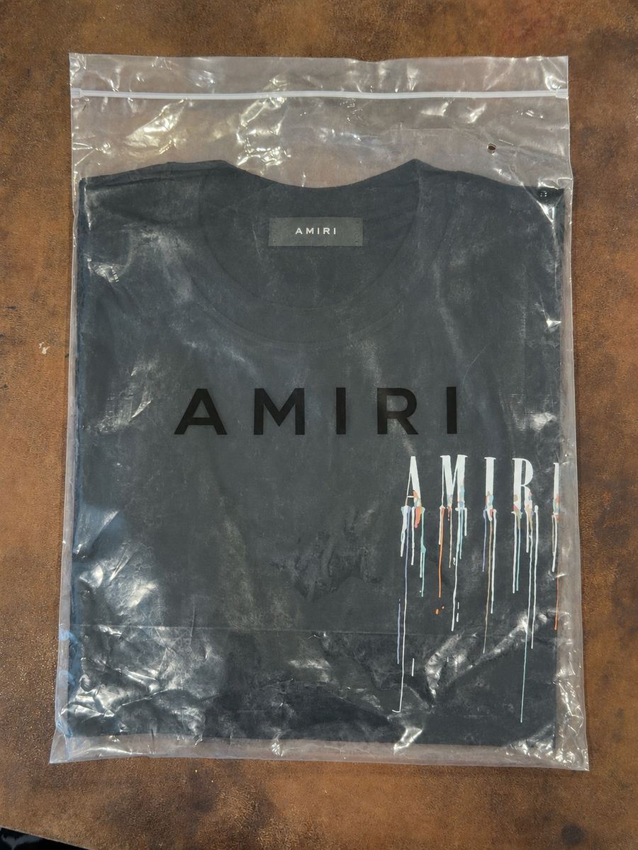 AMIRI Black Logo Paint Drip T-Shirt - Men's Size Medium - New with Tags