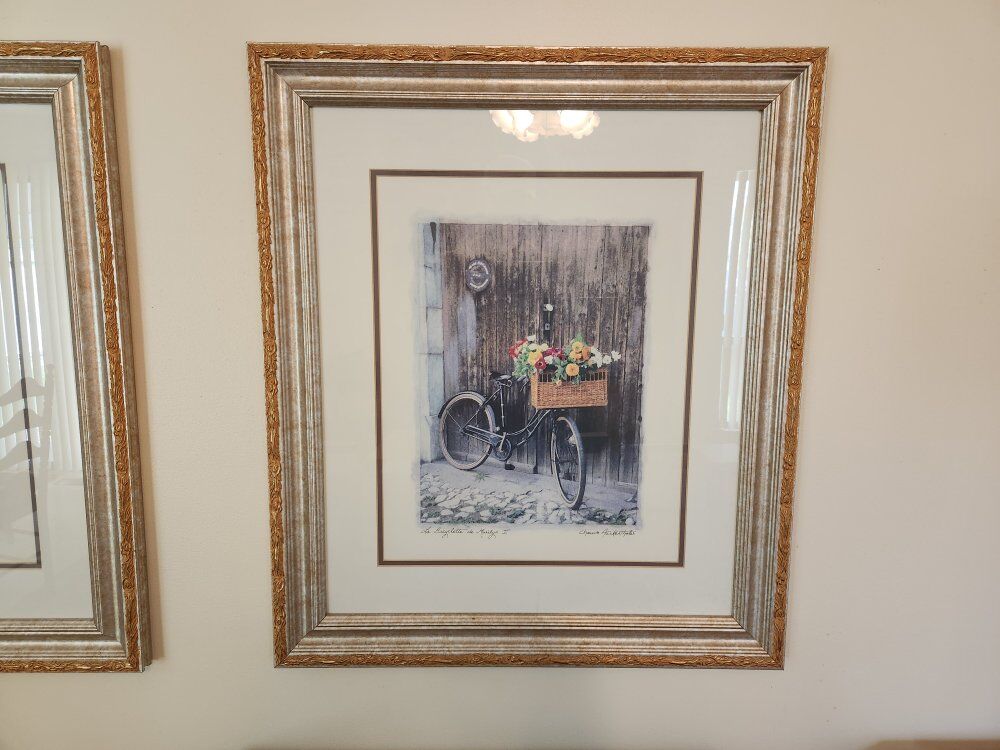Pair of Bicycle Prints with Nice Frames Bicyclette