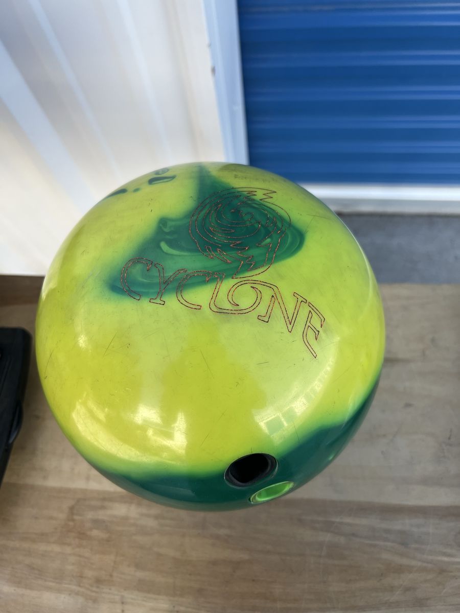 Ebonite Cyclone Bowling Ball - Green/Yellow Swirl, Made in USA, Pre-drilled