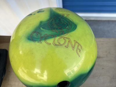 Ebonite Cyclone Bowling Ball - Green/Yellow Swirl, Made in USA, Pre-drilled