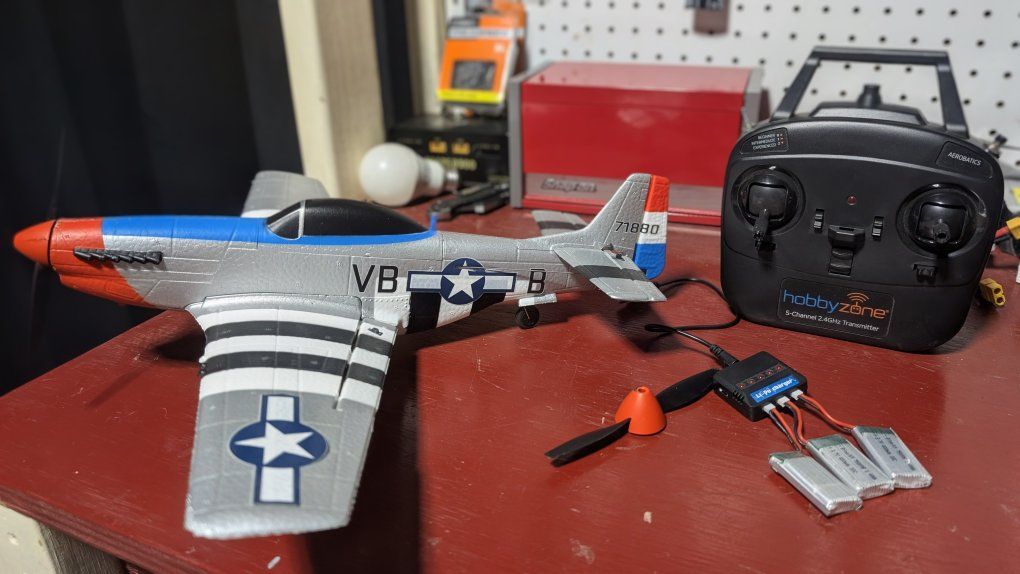 Hobbyzone P-51D Mustang RC Airplane RTF with Transmitter, Charger, and 3 Batteries