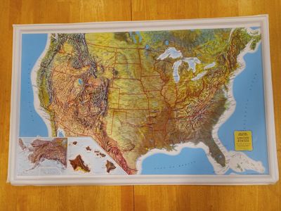 Rand McNally 3D Relief Raised Relief Geological Map of United States