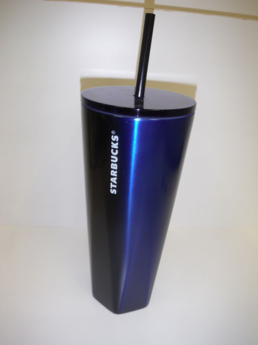 Starbucks Holiday 2022 Blue Metallic Tumbler Grande 16oz Reusable Cold Cup with Straw