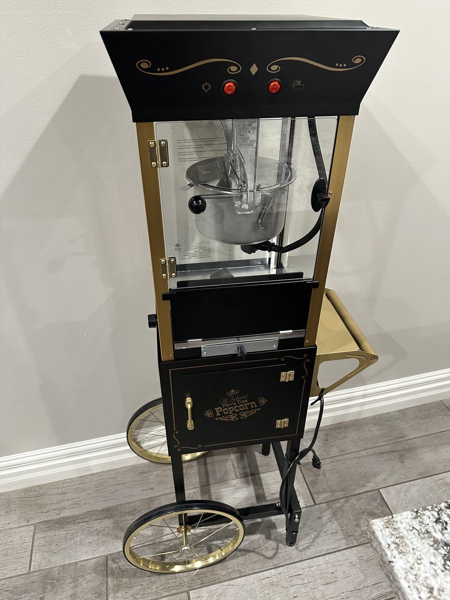 Nostalgia CCP510BK 8-Oz Vintage Popcorn Cart – Black – Excellent Condition