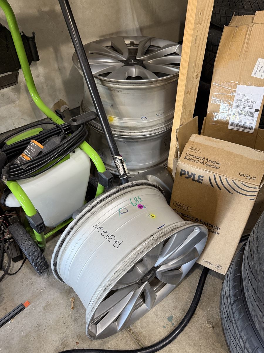 Model 3 19” sport rims- 1 crack 3 good.