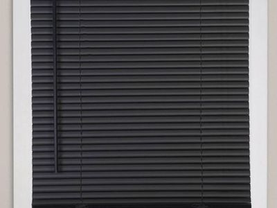 Black Window Blinds Horizontal Slats with Wand Tilt
