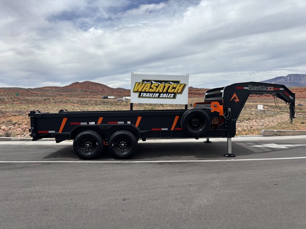 2026 RawMaxx Black with Orange Trim 7X16 Gooseneck