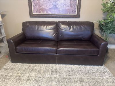Brown Faux Leather Sofa Bed - Pull-Out Sleeper Sofa