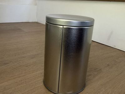 Stainless Steel Cylinder Tin Containers with Lid - 11" Dia x 5" H