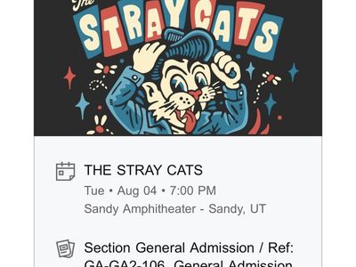 THE STRAYCATS STRAY CATS TICKETS Both for $40 Tonight Sandy amphitheater