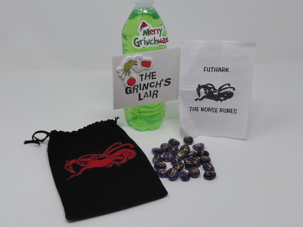 Amethyst Norse Runes with Velvet Storage Bag