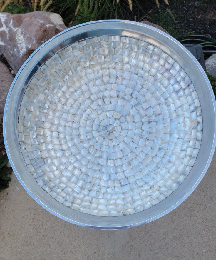 Luxurious Bird Bath~Mother of Pearl Bowl & Marble