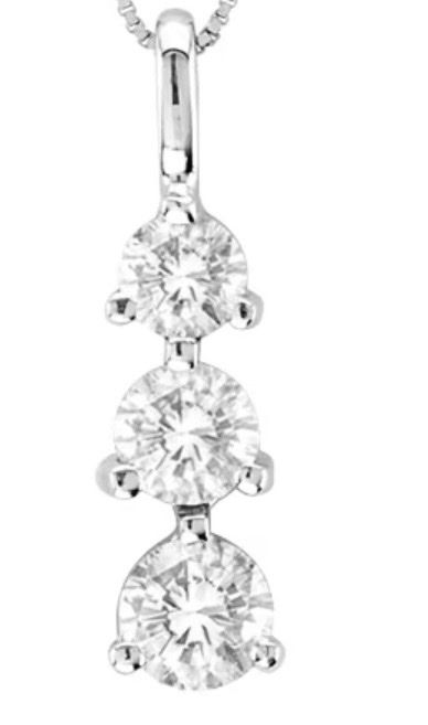 3 Diamond Pendant 14K White Gold