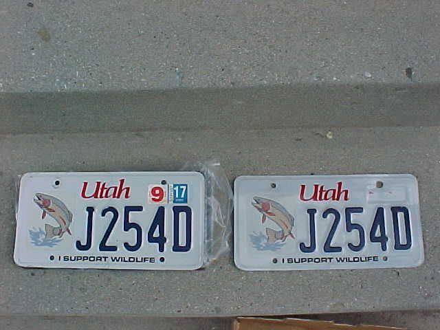 Pair of Utah trout license plates