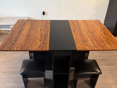Folding "Small Space" Dining Table + 2 Stools