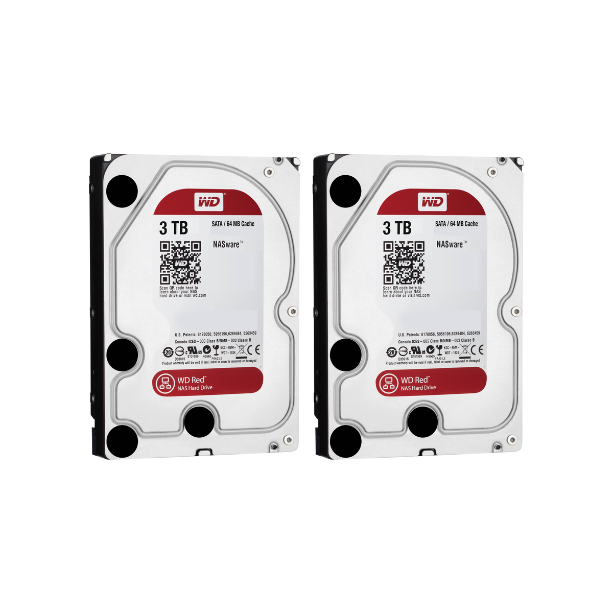 Two 3 TB WD Red Hard Drives (6 TB total)