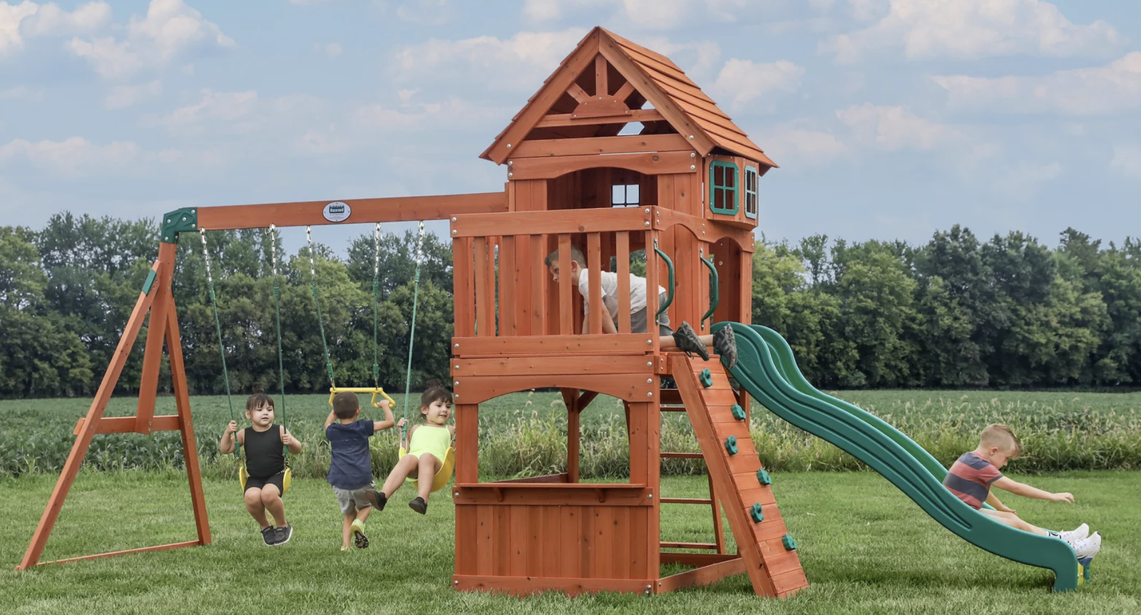 Brand New Backyard Discovery Atlantis Wooden Swing Set Playground