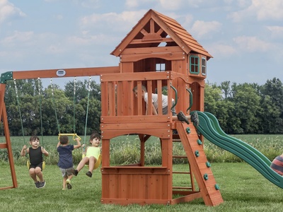 Brand New Backyard Discovery Atlantis Wooden Swing Set Playground