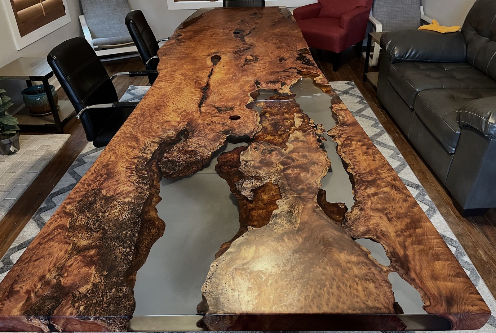 Beautiful Huge Old-Growth Redwood slab conference table. 13ft x 3.5 foot x 3"