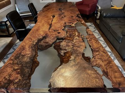 Beautiful Huge Old-Growth Redwood slab conference table. 13ft x 3.5 foot x 3"