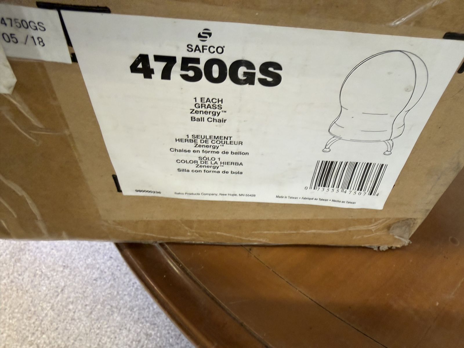 Safco Zenergy Ball Chair 4750GS - Grass Color, New in Box