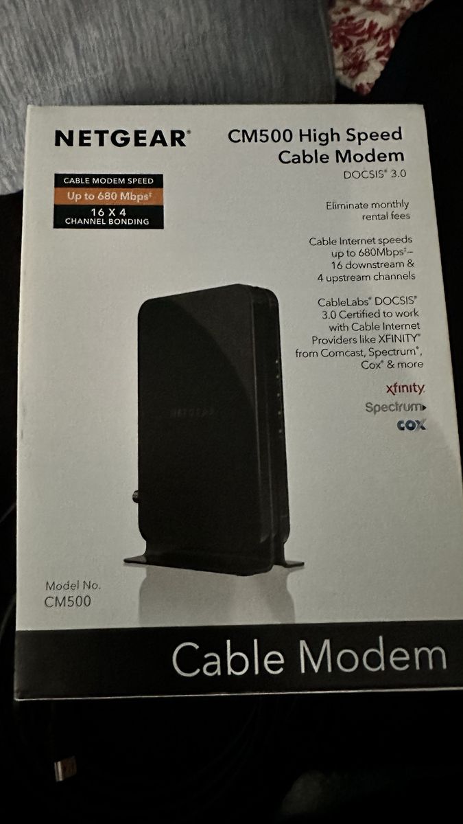 Netgear CM500 High Speed Cable Modem DOCSIS 3.0 Up to 680 Mbps