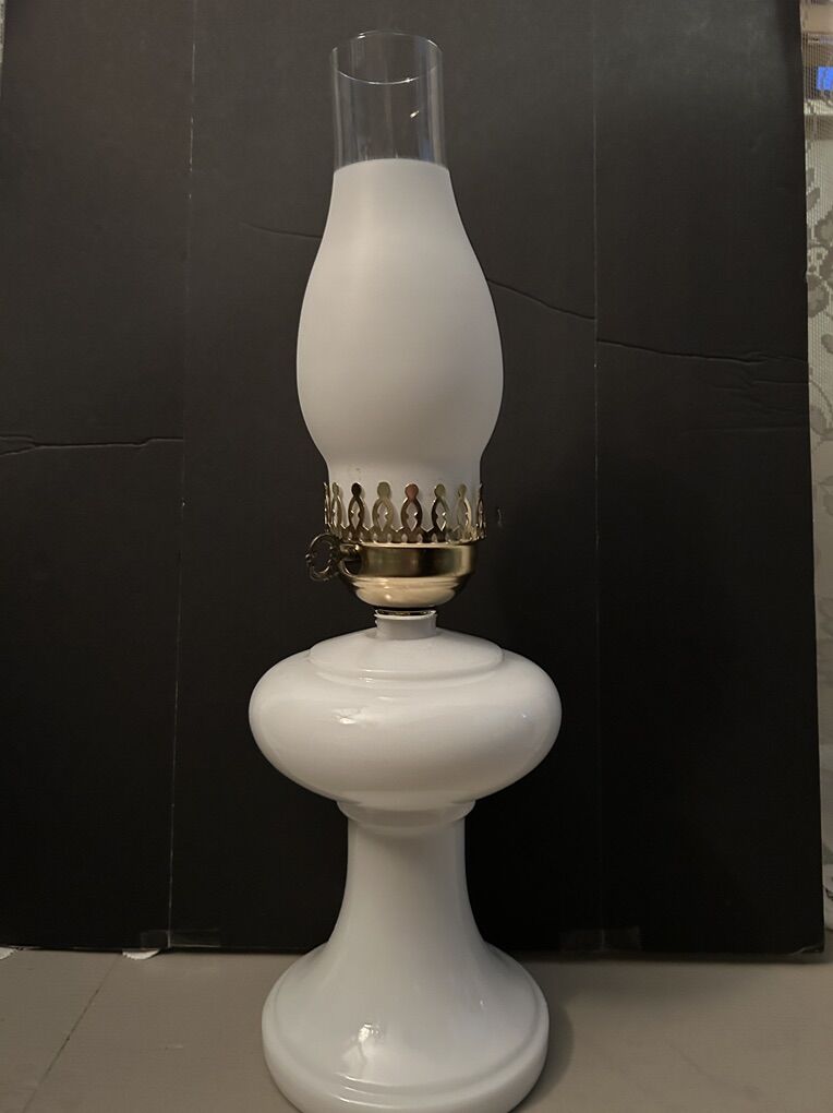 Vintage LAMP Milk Glass  Electric Kerosene