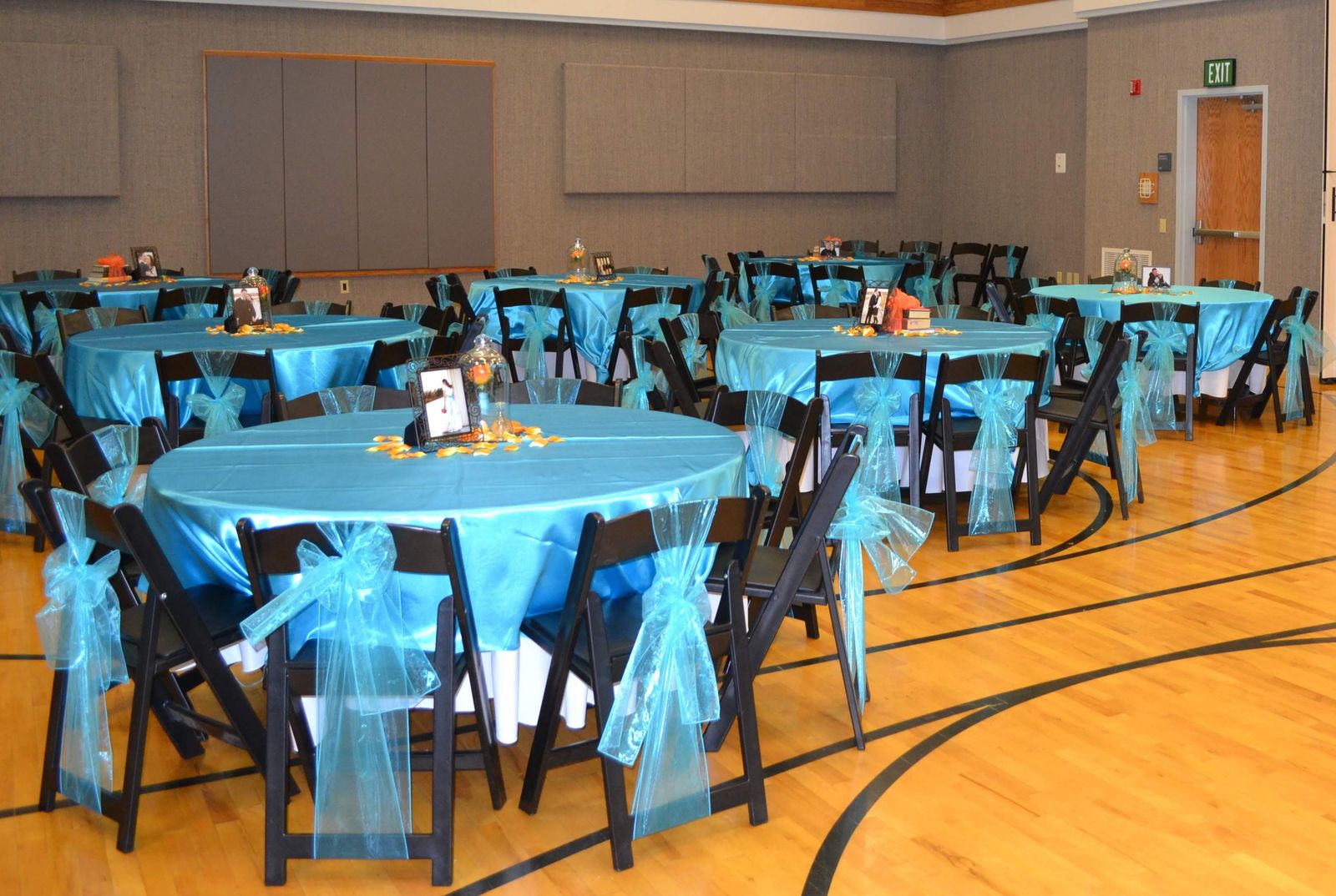 100 blue Organza chair sashes