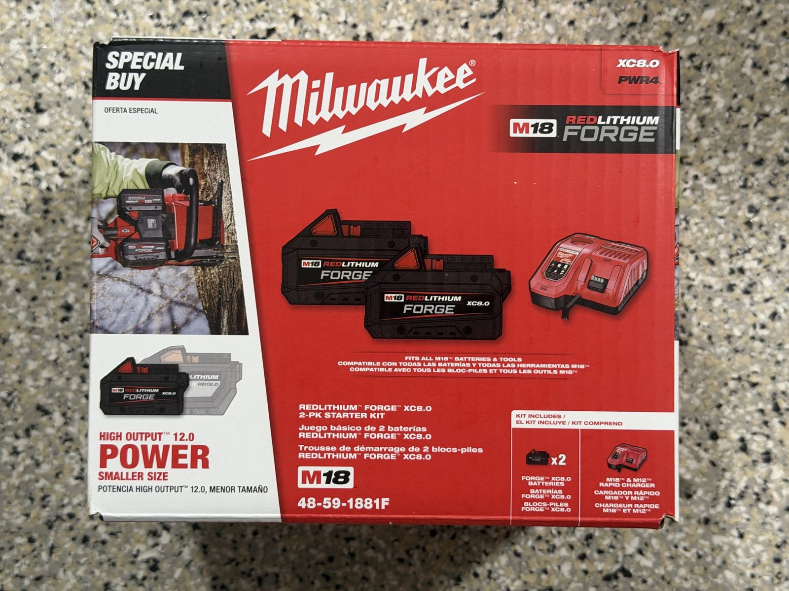 Milwaukee M18 REDLITHIUM FORGE XC8.0 battery with Rapid Charger