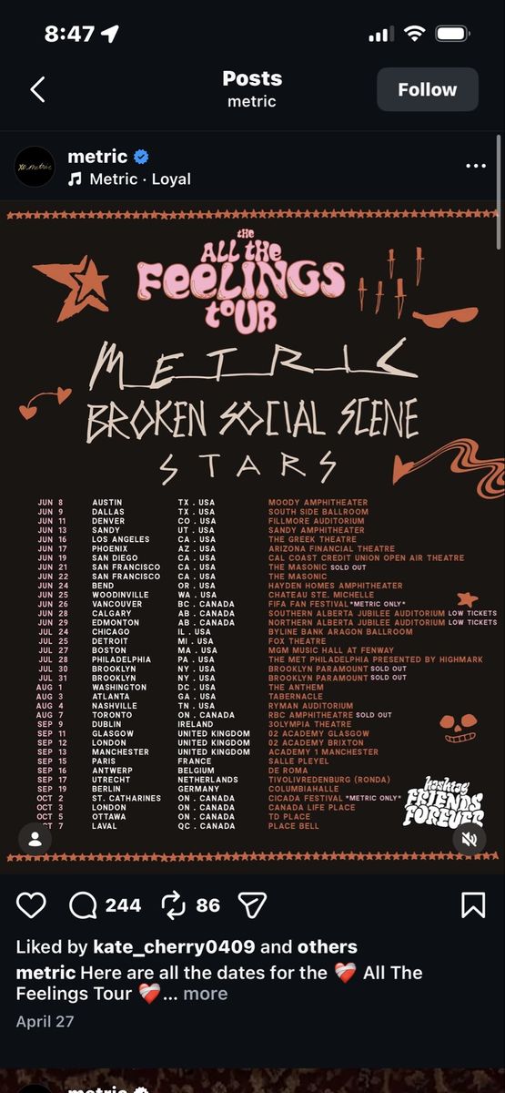 Metric tour tickets
