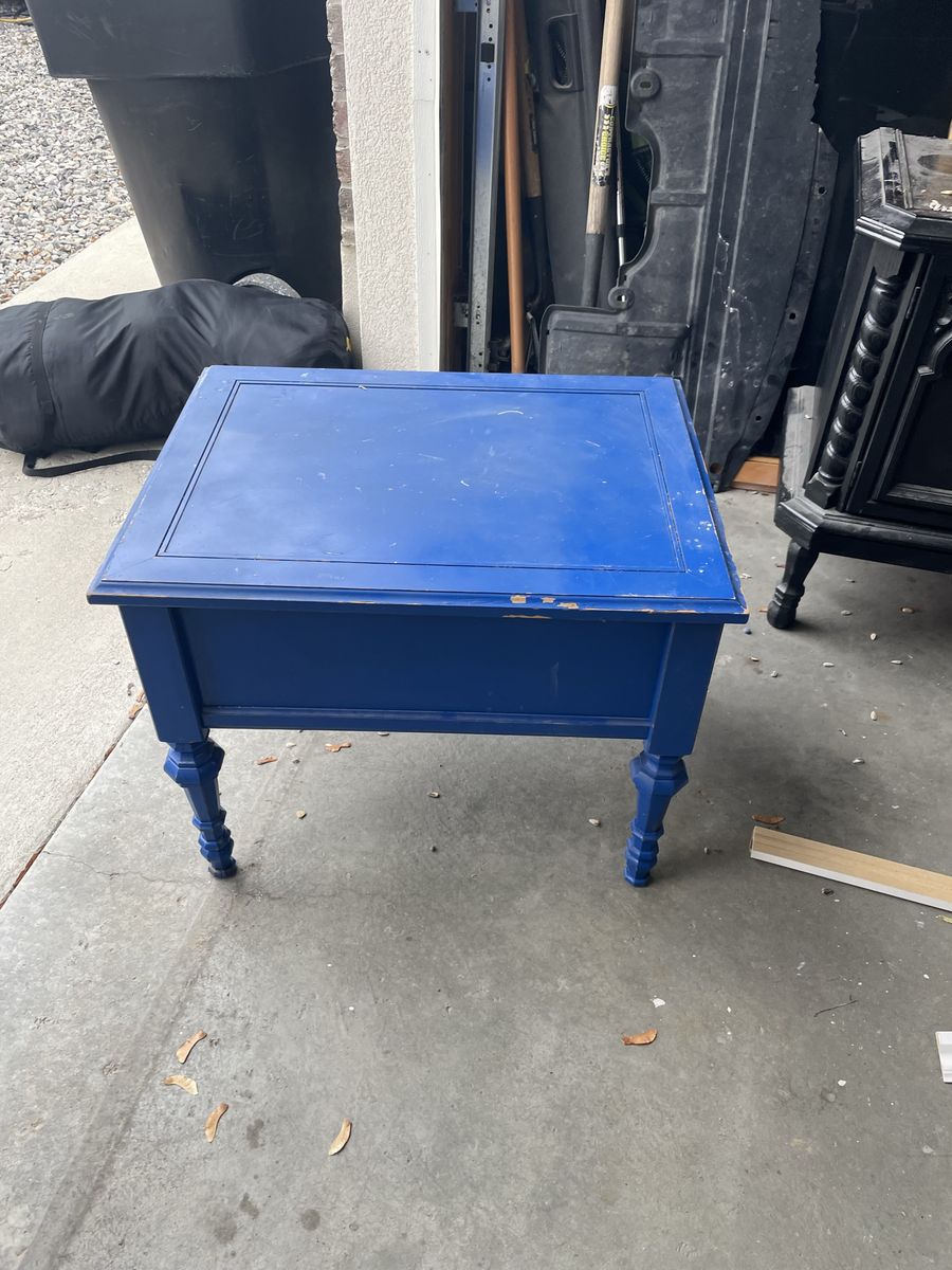 Bright Blue Side Table with Ornate Legs - Needs TLC, Great DIY Project Piece