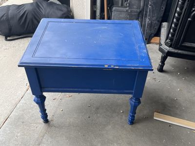 Bright Blue Side Table with Ornate Legs - Needs TLC, Great DIY Project Piece