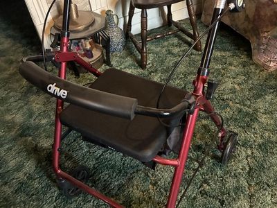 Drive Medical Red Rollator Walker with Seat, Brakes, & Adjustable Handles