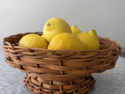 Wicker pedal stool stand basket