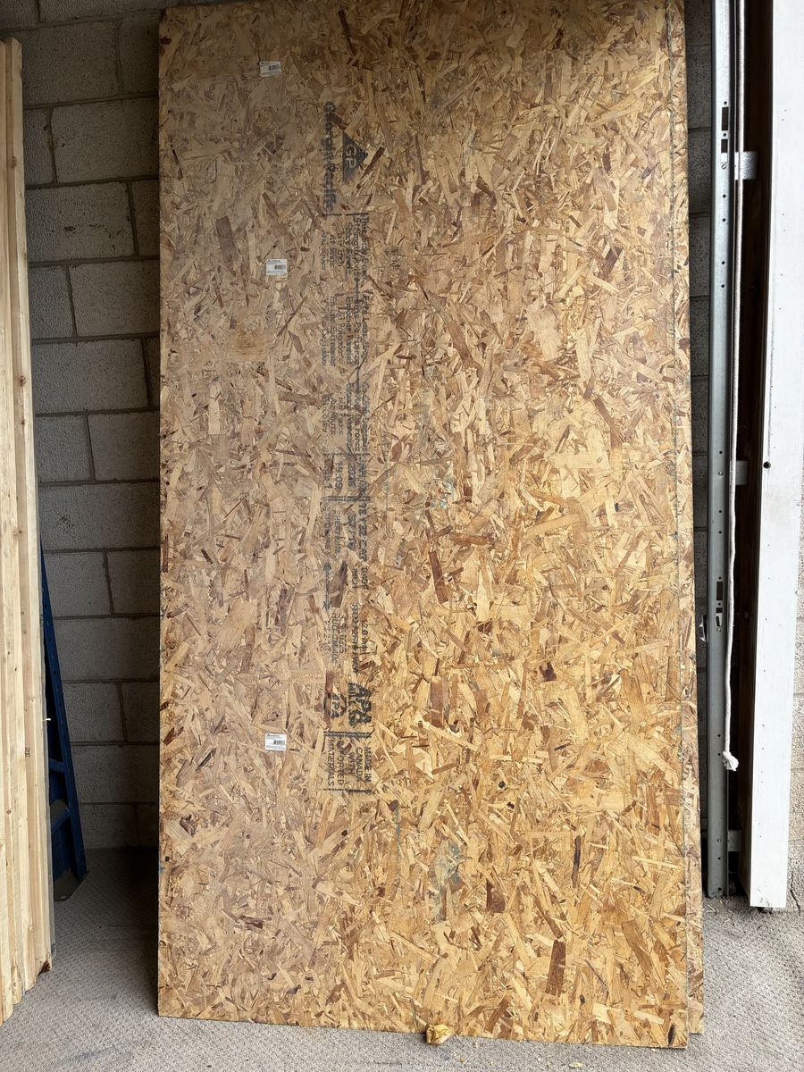 $65= 9 pieces new 8@1/2” 1@7/16 OBS plywood
