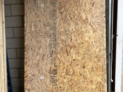 $65= 9 pieces new 8@1/2” 1@7/16 OBS plywood