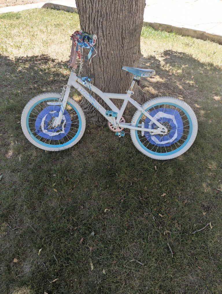 Girls White & Blue 20-inch Wheel Kids Bike